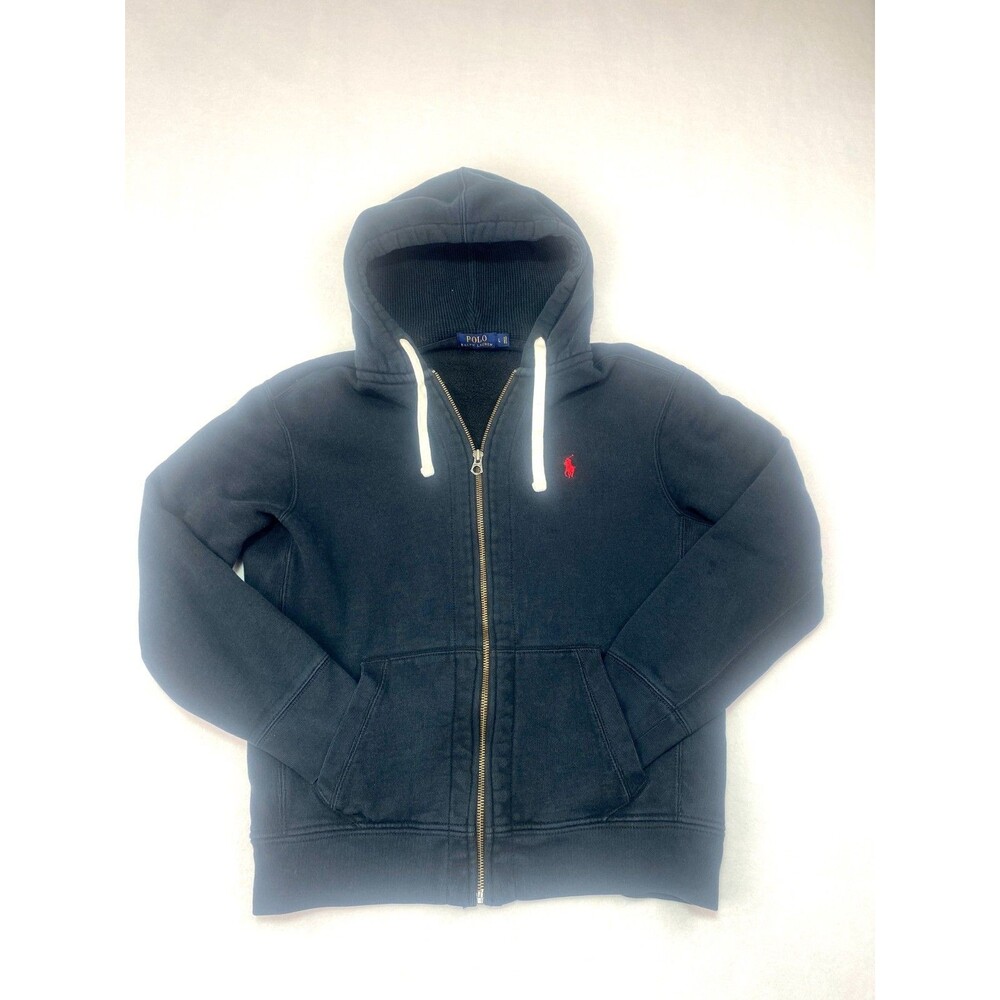 Polo Ralph Lauren Signature Zip-up Fleece Lined Hoodie Red Pony Logo Mens Large